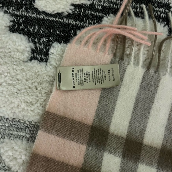 BURBERRY fringe Check pattern apparel Scarf Cashmere pink - Picture 4 of 5